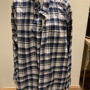 Eddie Bauer Blue and White Casual Button Down Shirt
